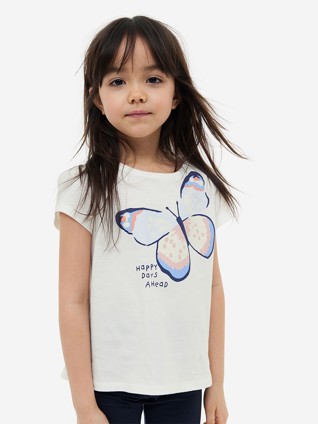 

H&M Girls 3-Pack Pure Cotton Jersey Tops, White