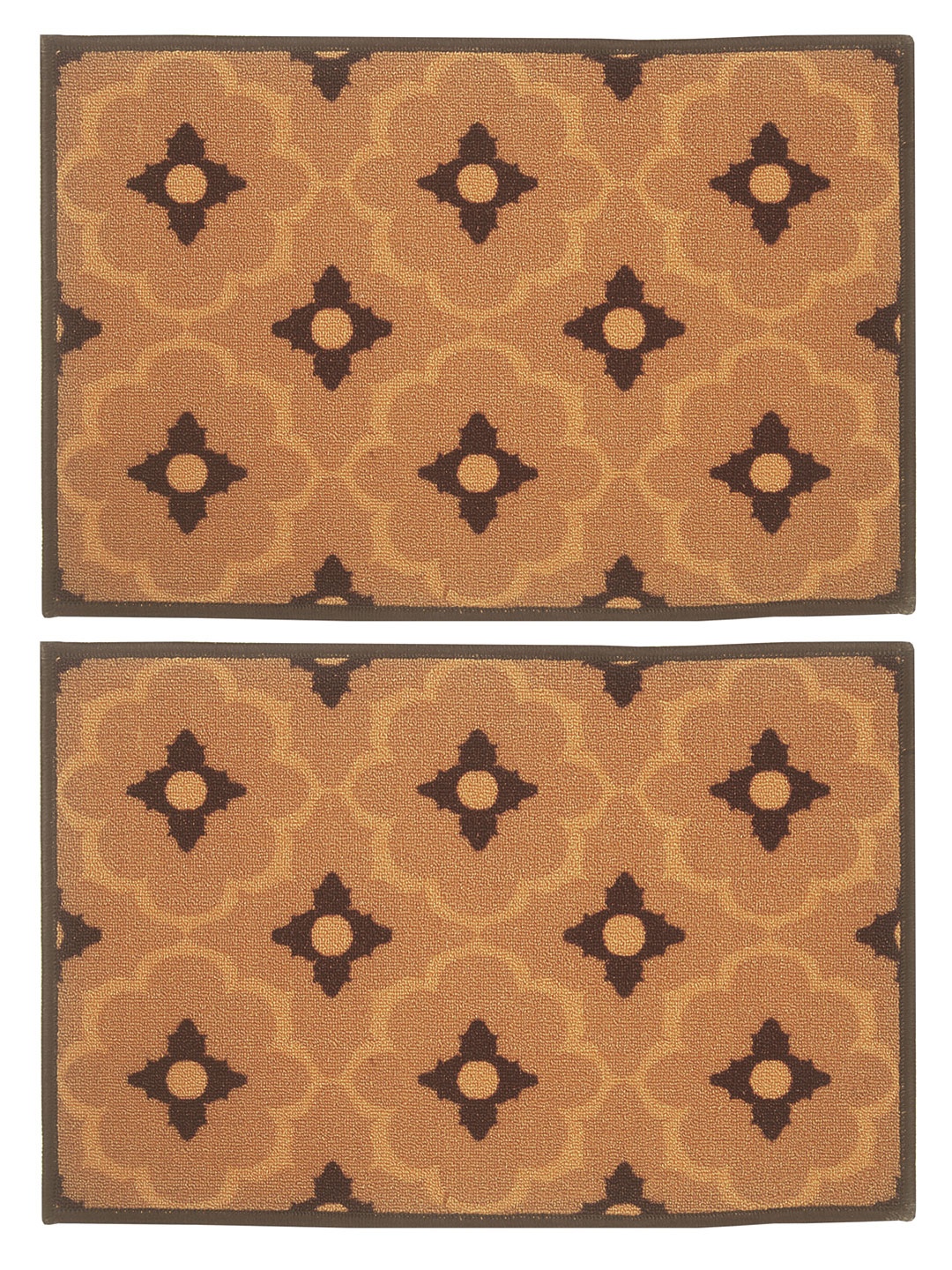 

BIANCA Splender Set of 2 Woven Design Anti-Skid Doormats, Brown