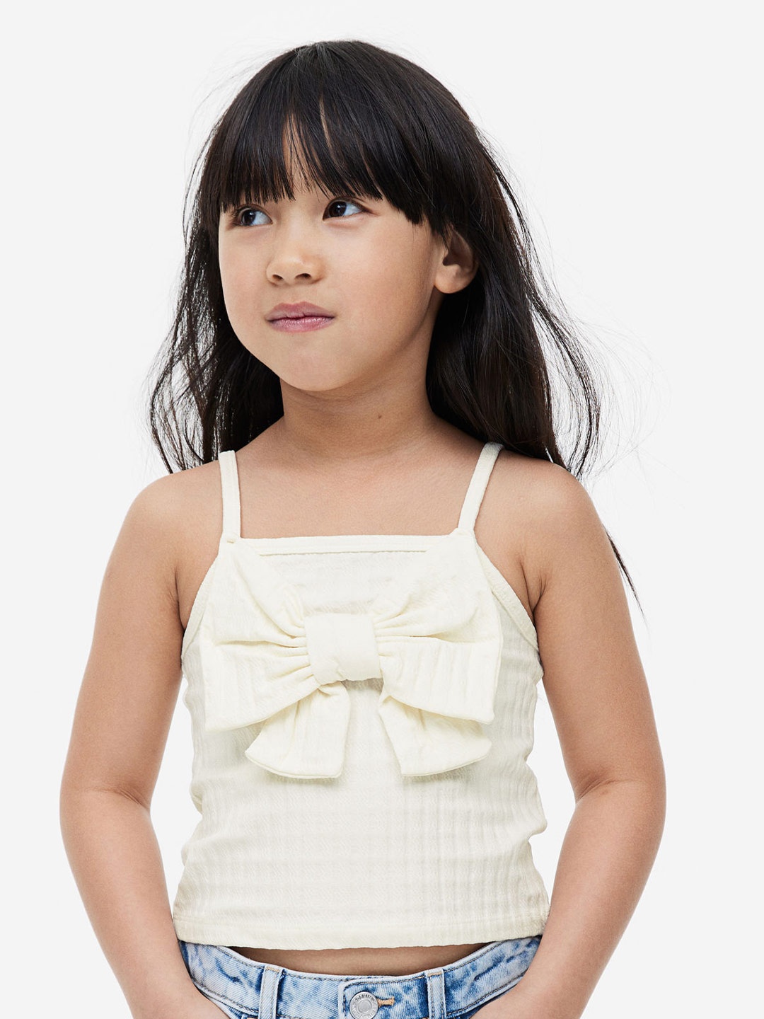 

H&M Girls Bow-Detail Strappy Top, White