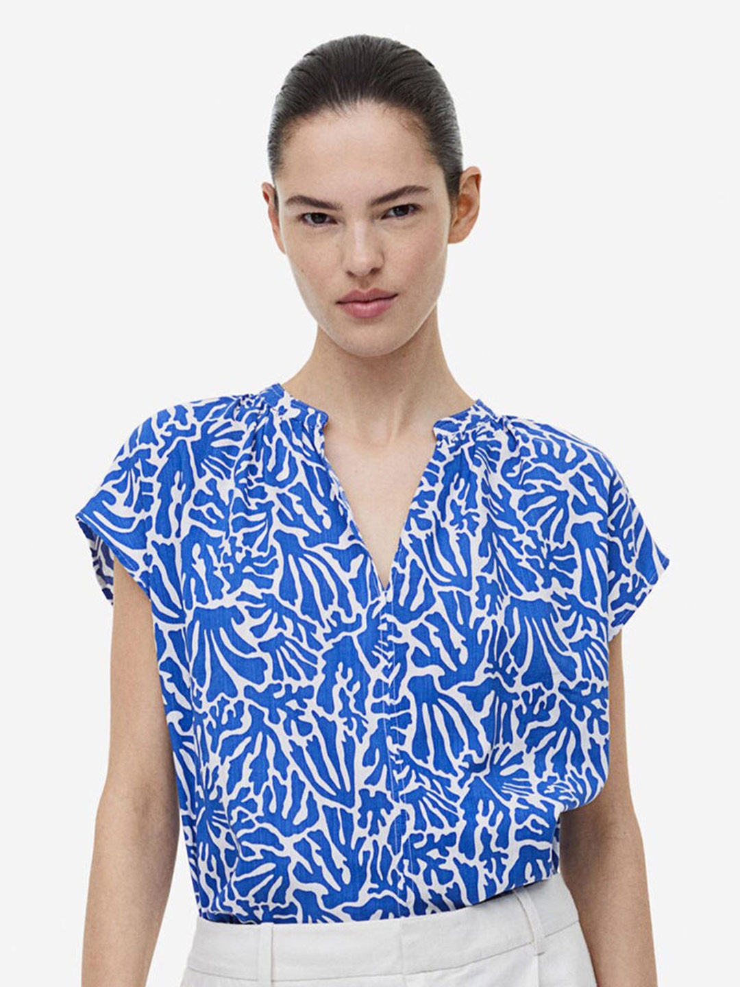 

H&M V-Neck Blouse, Blue