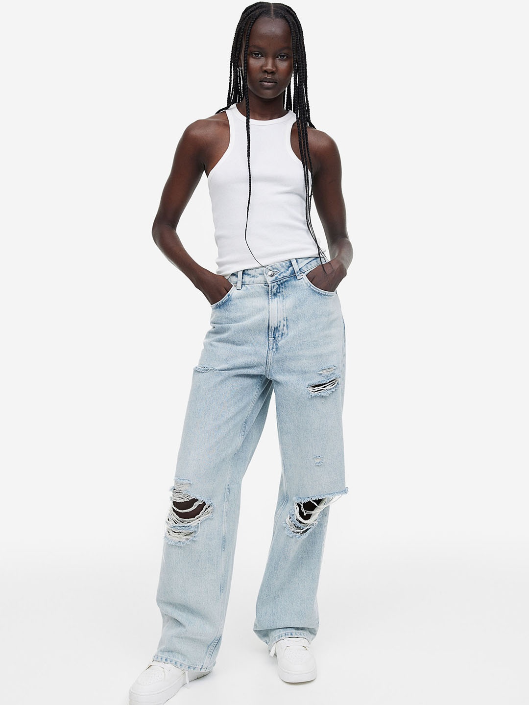 

H&M Women 90s Baggy High Jeans, Blue