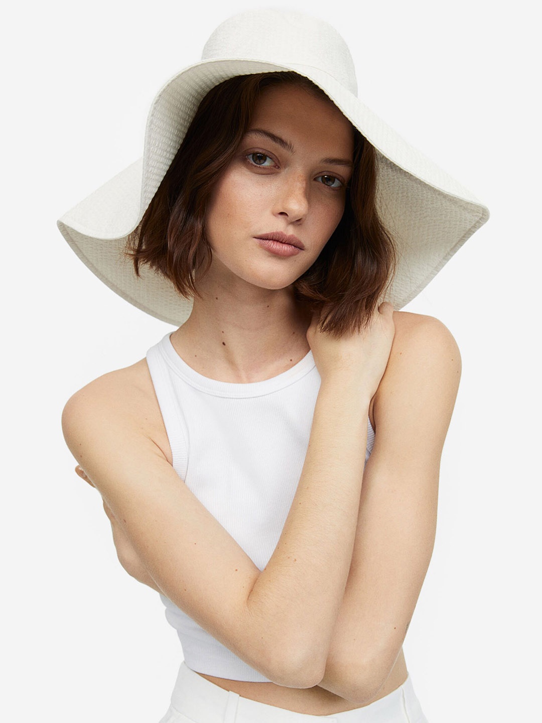 

H&M Women Cotton Bucket Hat, White