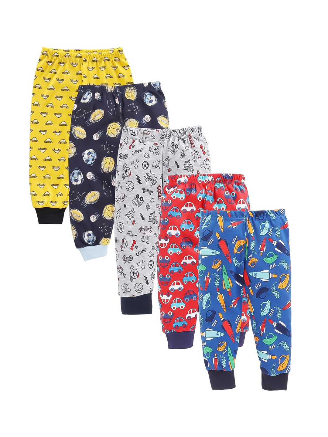 

EIO Kids Pack Of 5 Printed Joggers Lounge Pants, Blue