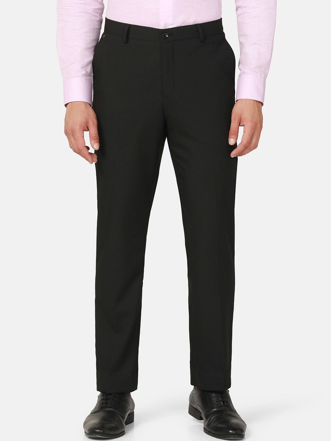 

Blackberrys Men Mid-Rise Plain Comfort Formal Trousers, Black