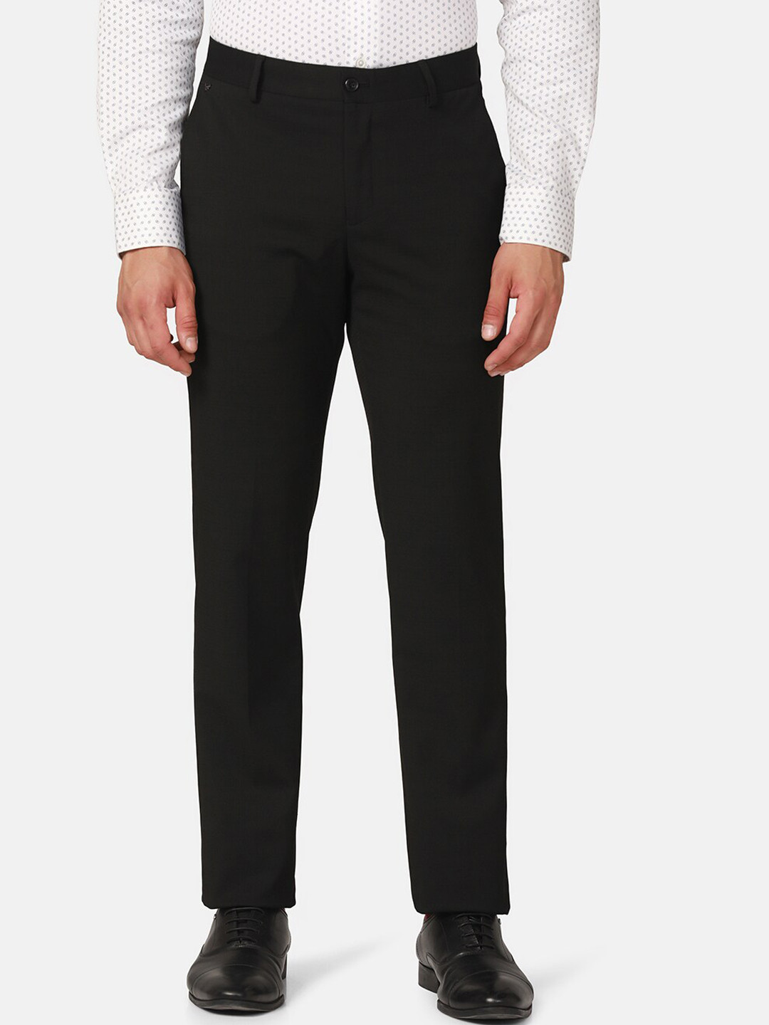 

Blackberrys Men Mid-Rise Plain B-95 Slim Fit Formal Trousers, Black
