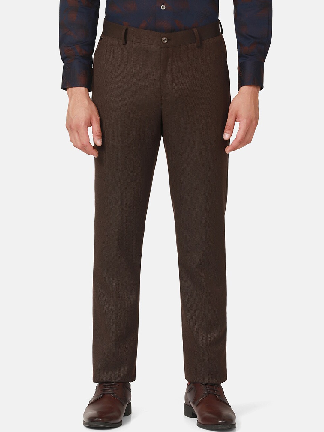 

Blackberrysc Men Mid-Rise B-95 Slim Fit Formal Trousers, Brown