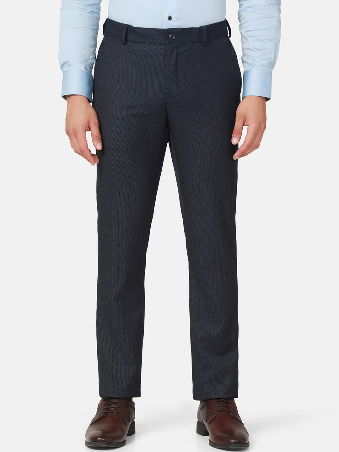 

Blackberrys Men Mid-Rise B-95 Slim Fit Formal Trousers, Navy blue