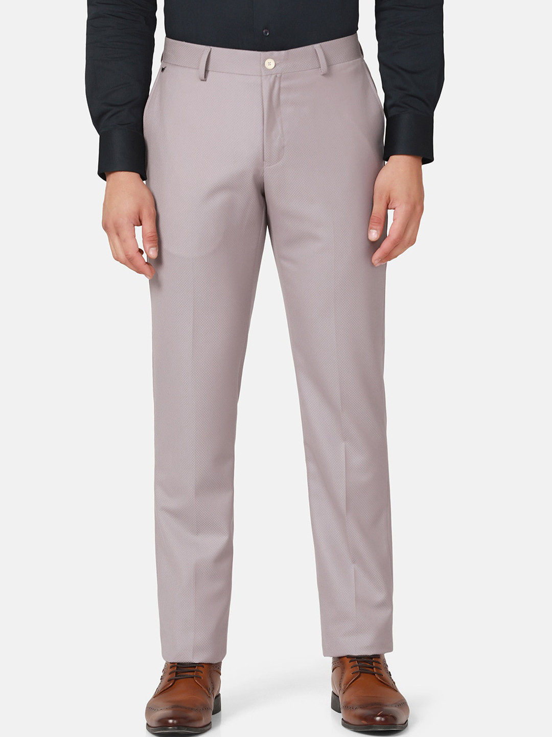 

Blackberrys Men Mid-Rise B-95 Slim Fit Formal Trousers, Grey