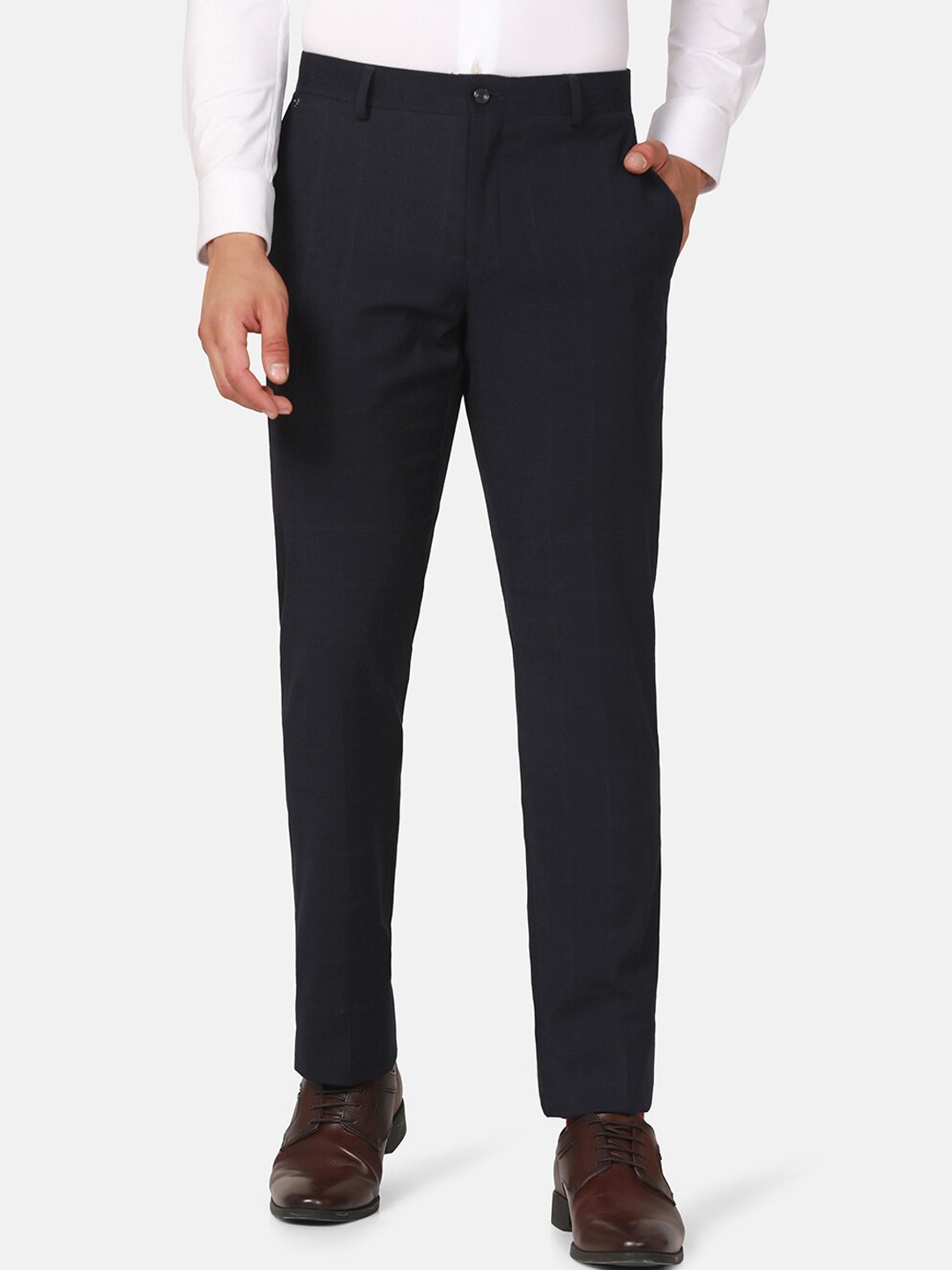 

Blackberrys Men Mid-Rise B-95 Slim Fit Formal Trousers, Navy blue