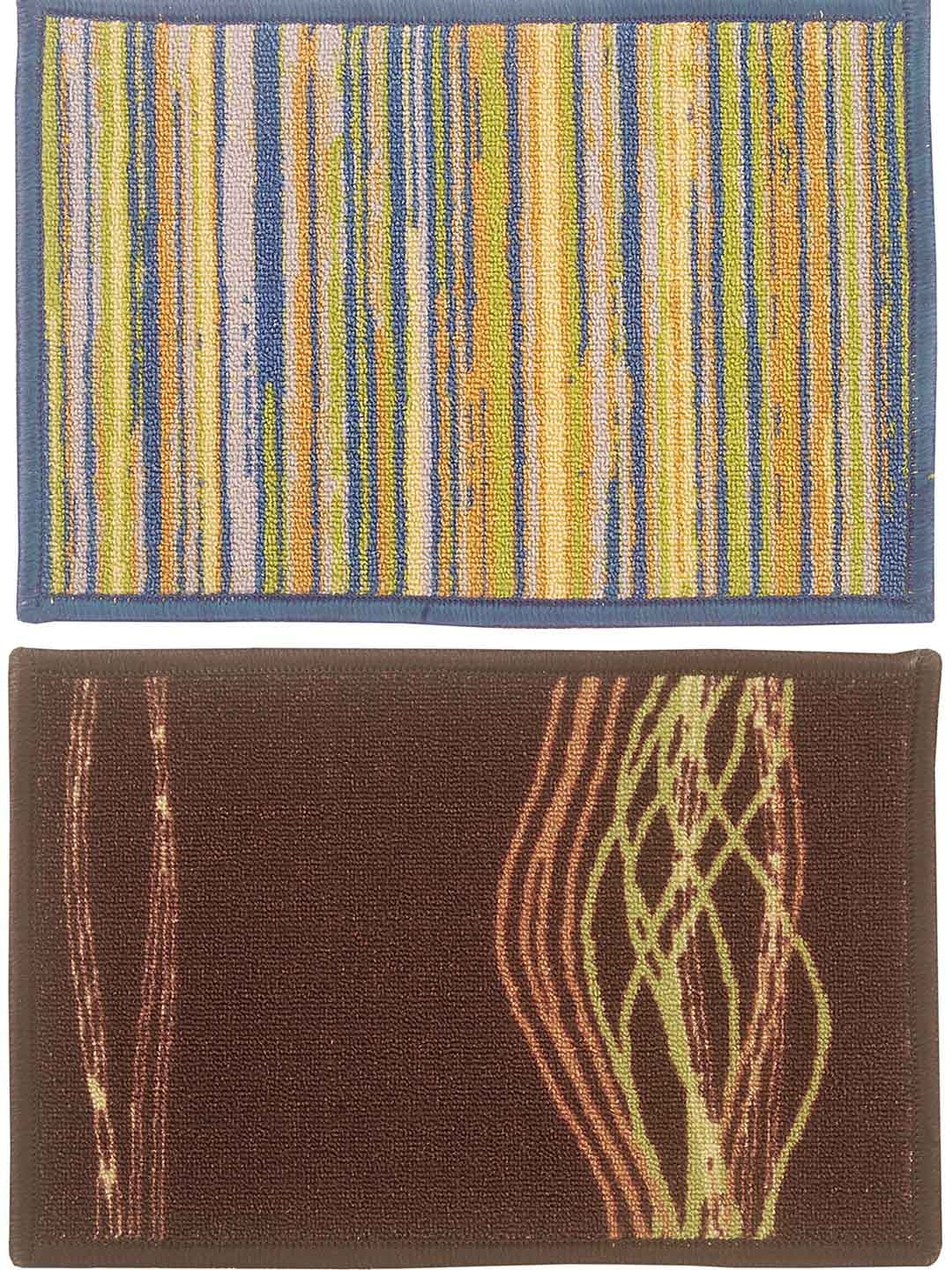 

BIANCA Set of 2 Splender Woven Design Anti-skid Doormats, Multi