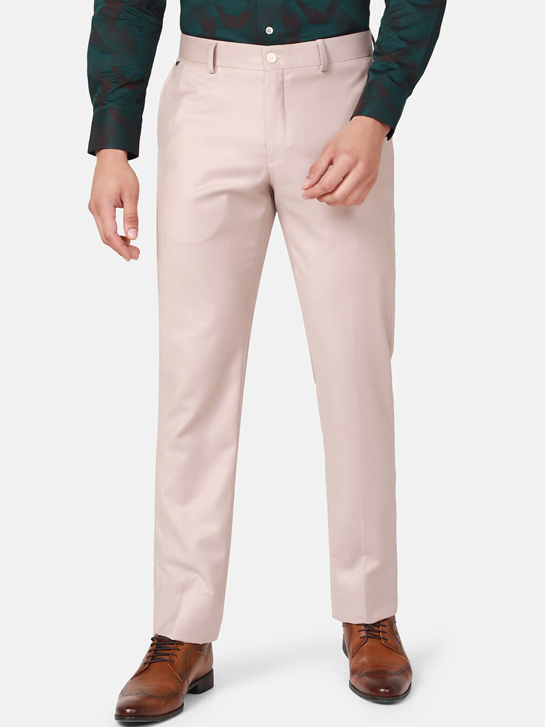 

Blackberrys Men Mid-Rise B-95 Slim Fit Formal Trousers, Beige