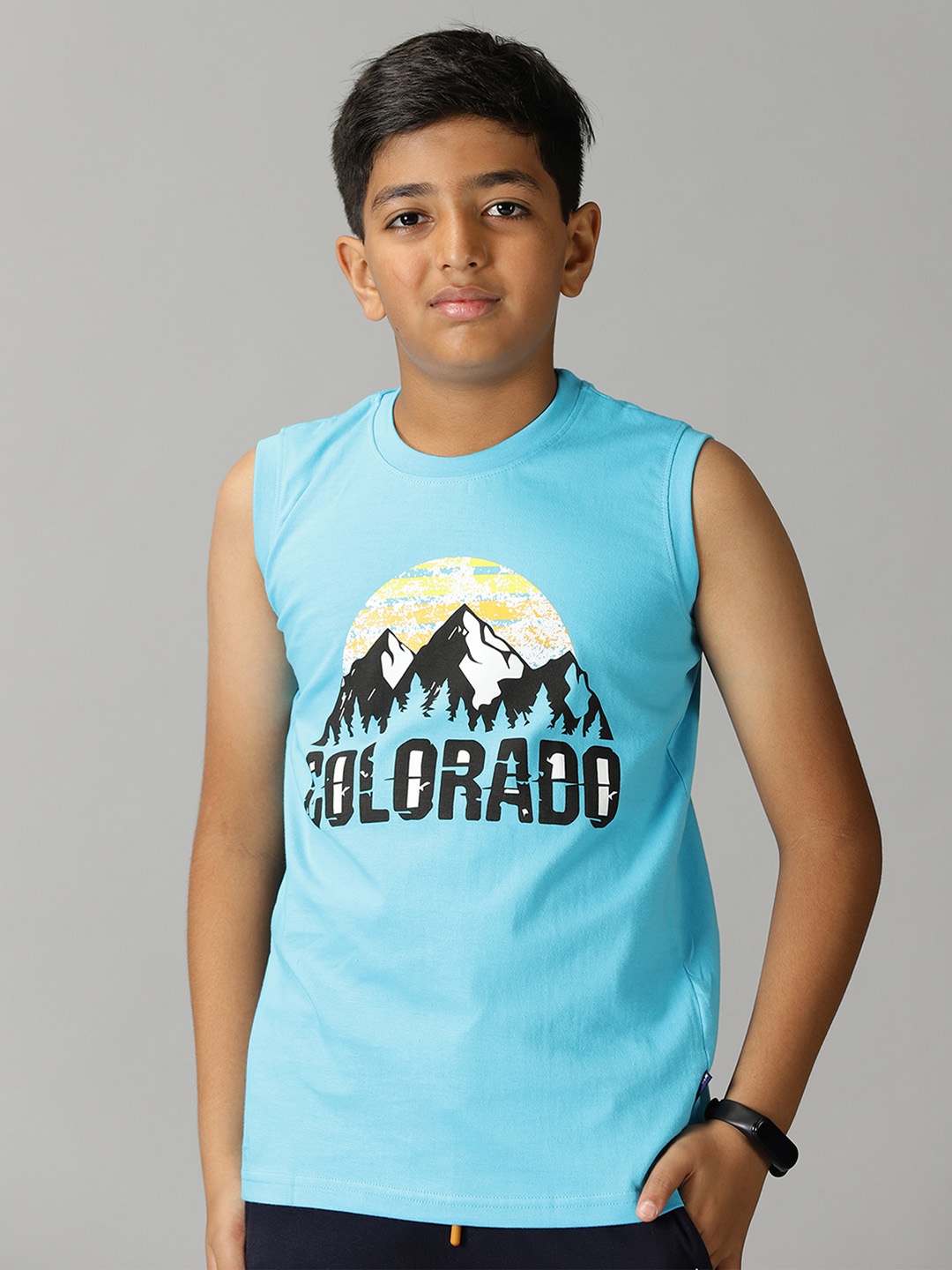 

KiddoPanti Boys Graphic Printed Pure Cotton T-shirt, Blue