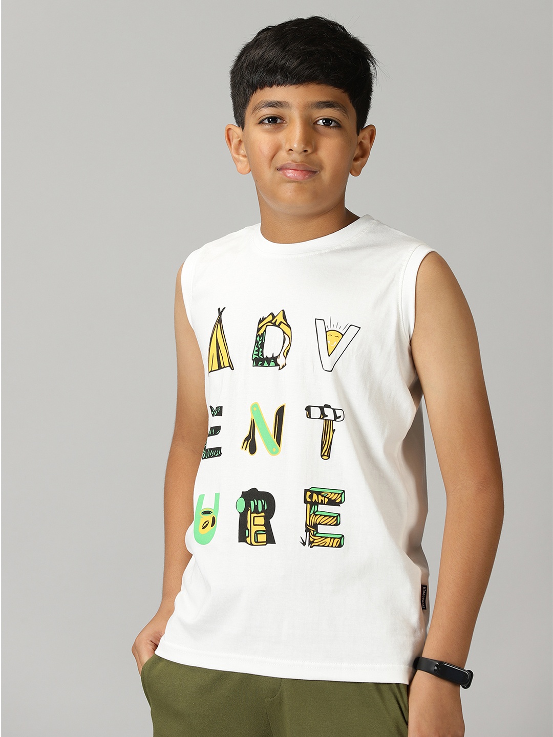 

KiddoPanti Boys Typography Printed Pure Cotton T-shirt, White