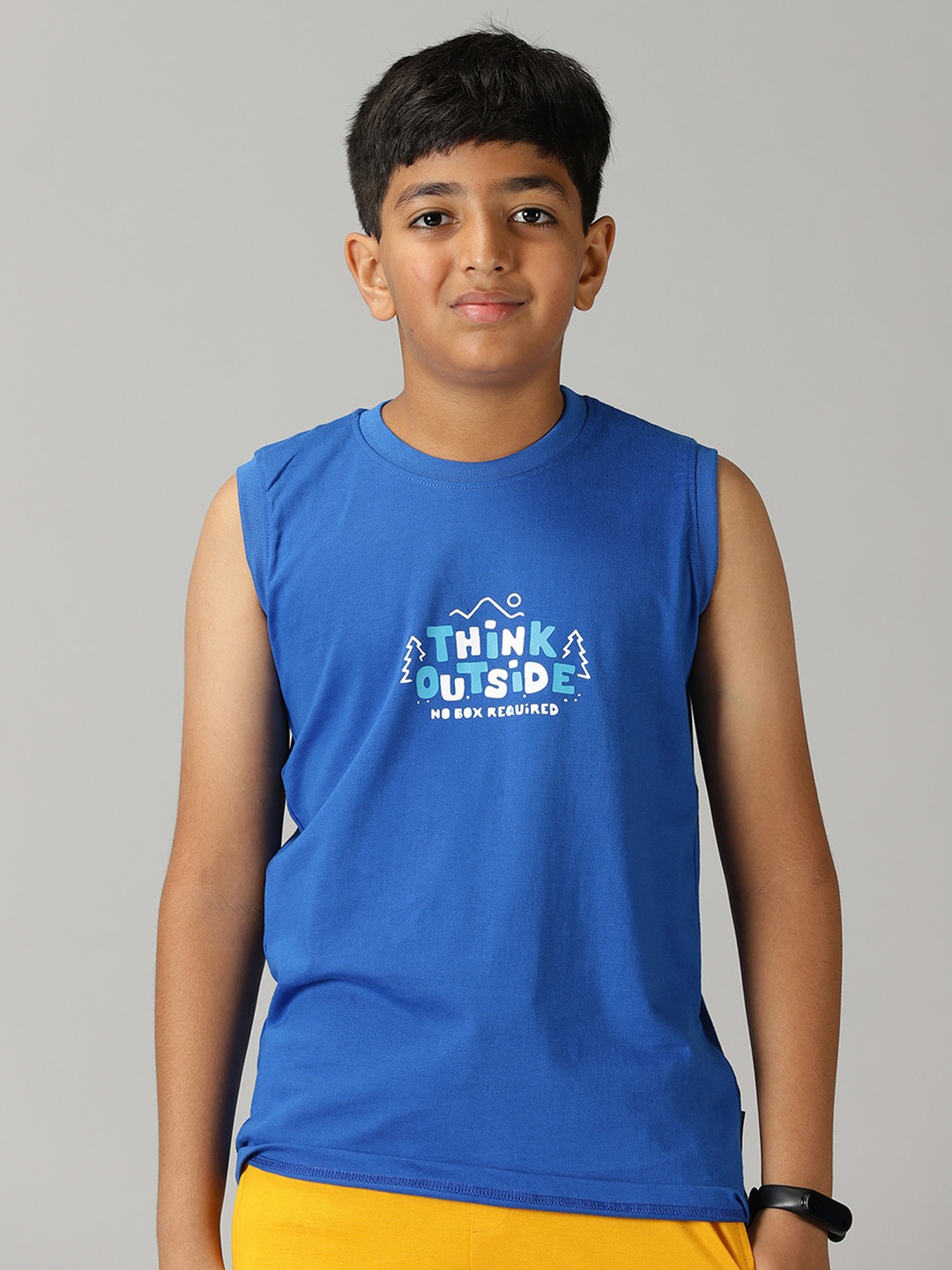 KiddoPanti Boys Typography Printed Cotton T-shirt, Blue