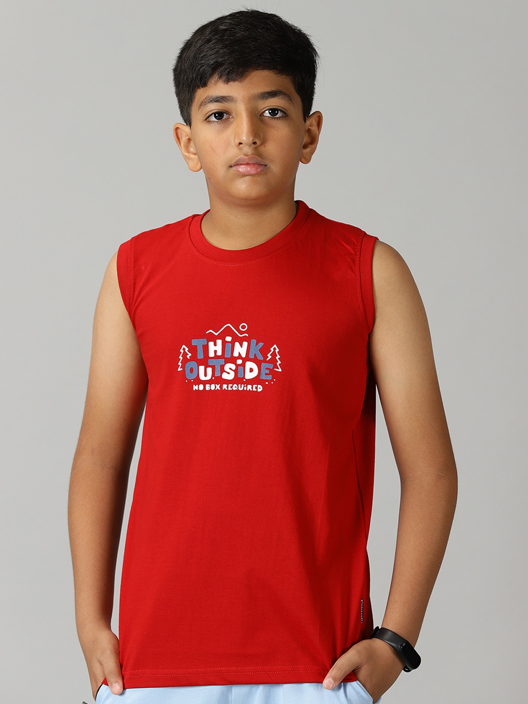 

KiddoPanti Boys Typography Printed Cotton T-shirt, Red