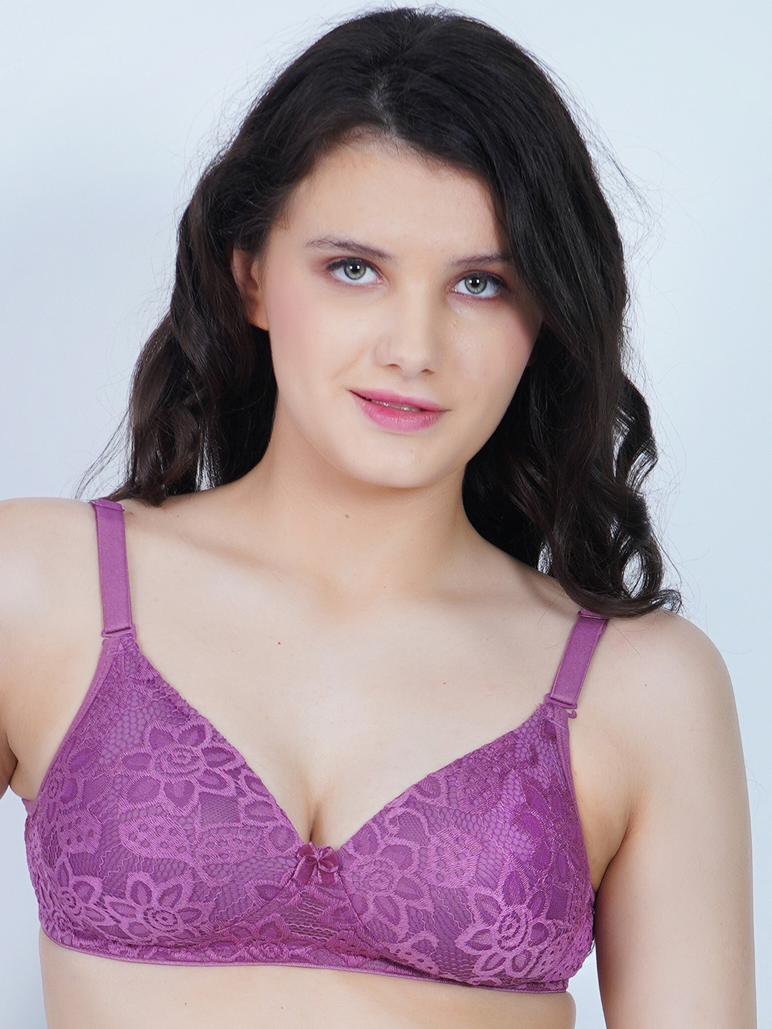 

LADYLAND Floral Heavily Padded Full Coverage 360 Degree Support Push-Up Bra, Purple