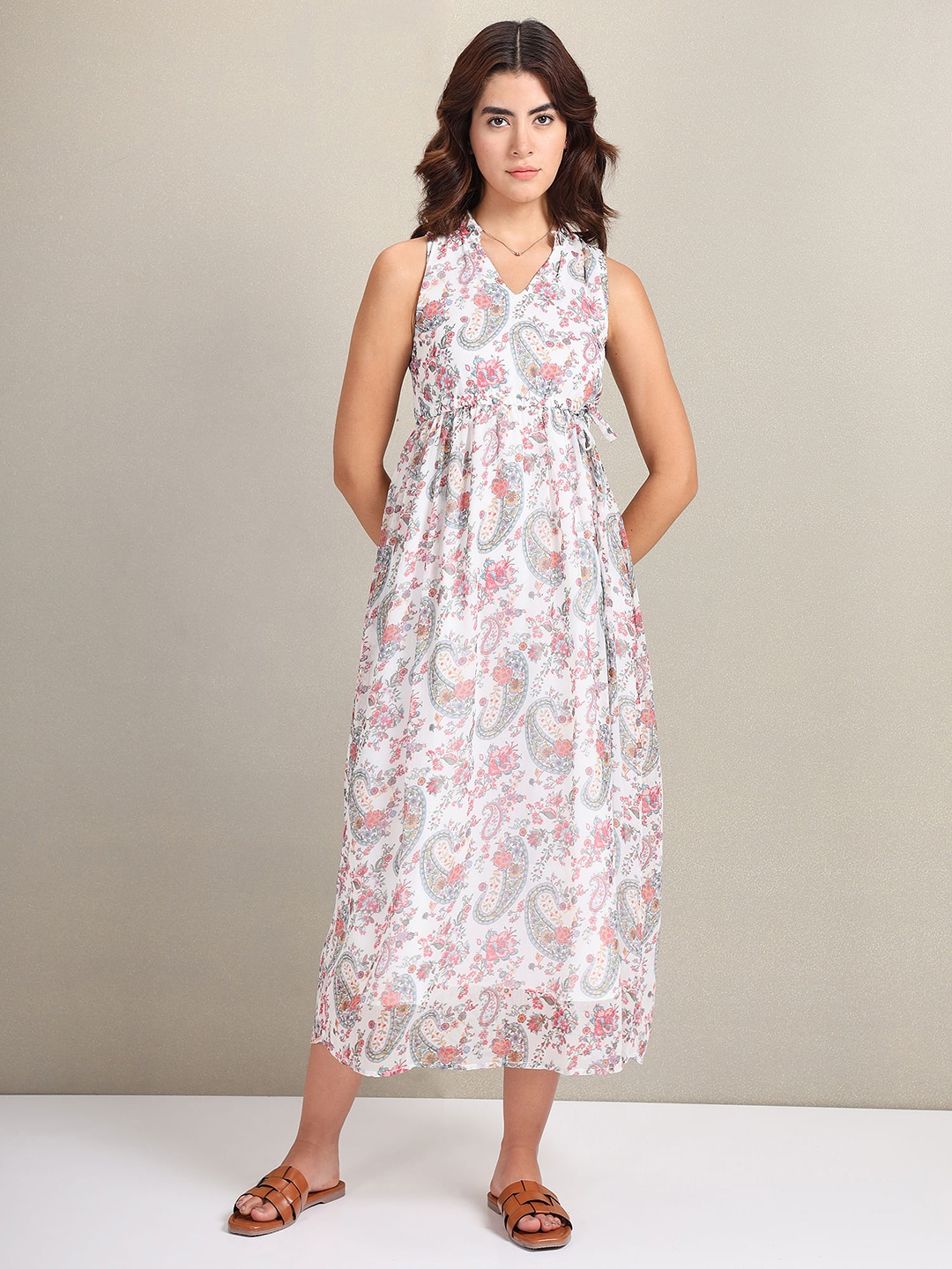 

U.S. Polo Assn. Women Floral Print Maxi Dress, Off white