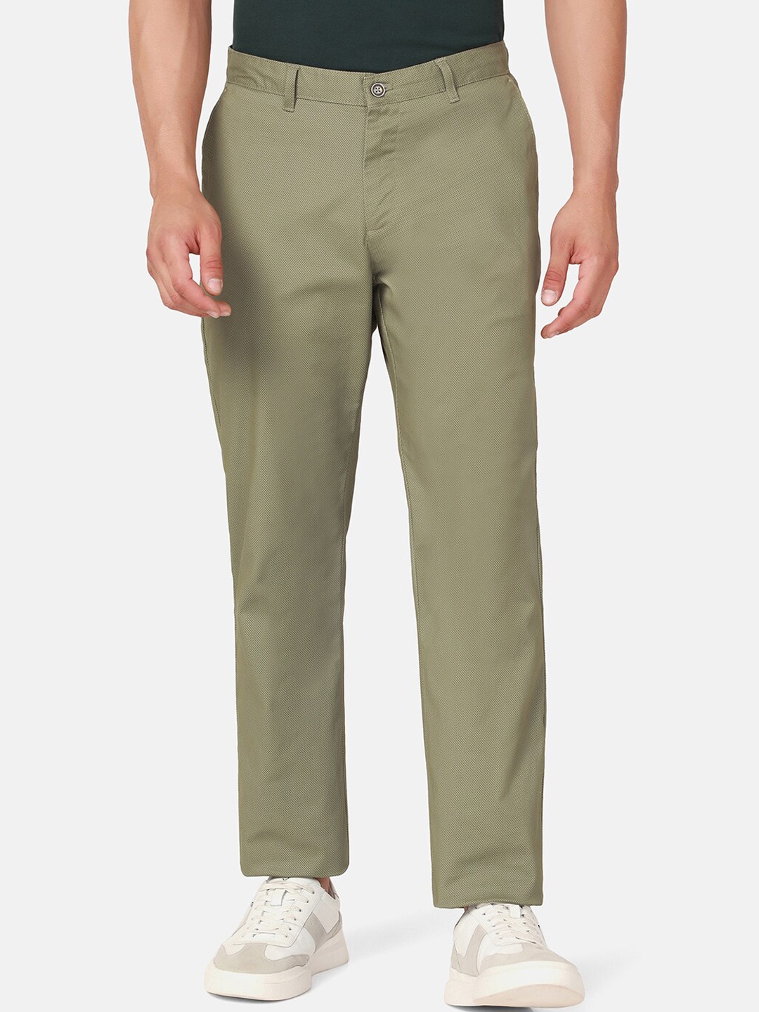 

Blackberrys Men Comfort Wrinkle Free Regular Trousers, Olive