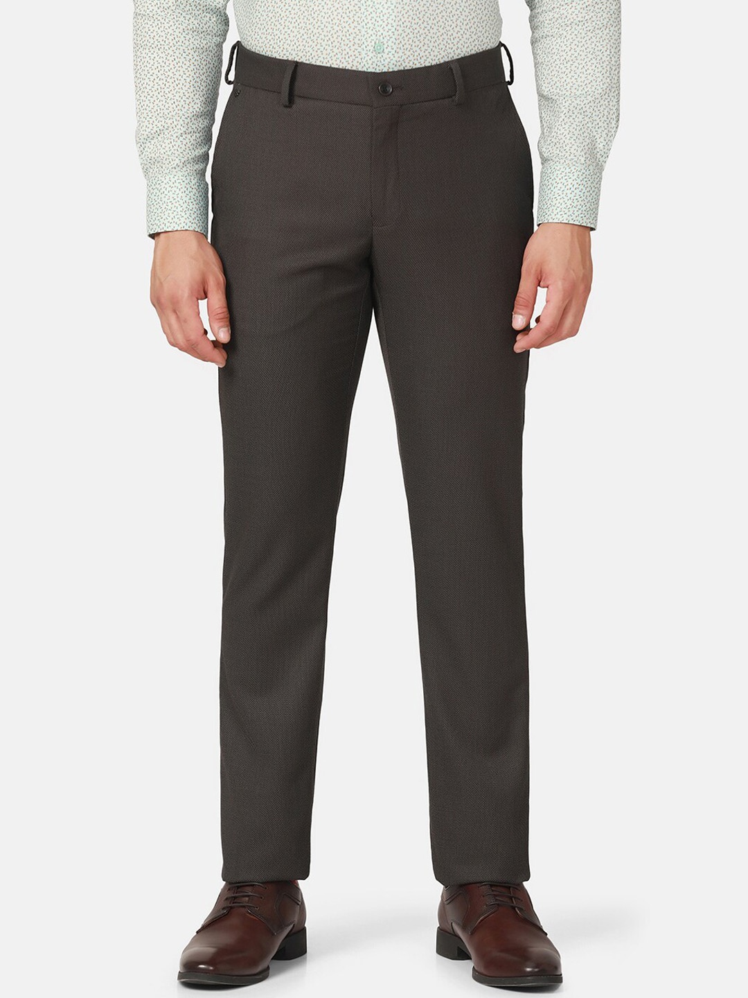 

Blackberrys Men Mid-Rise B-95 Slim Fit Formal Trousers, Brown