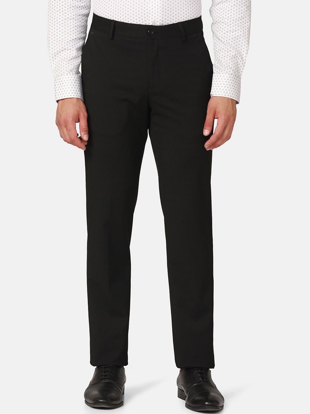 

Blackberrys Men Mid-Rise B-95 Slim Fit Formal Trousers, Black