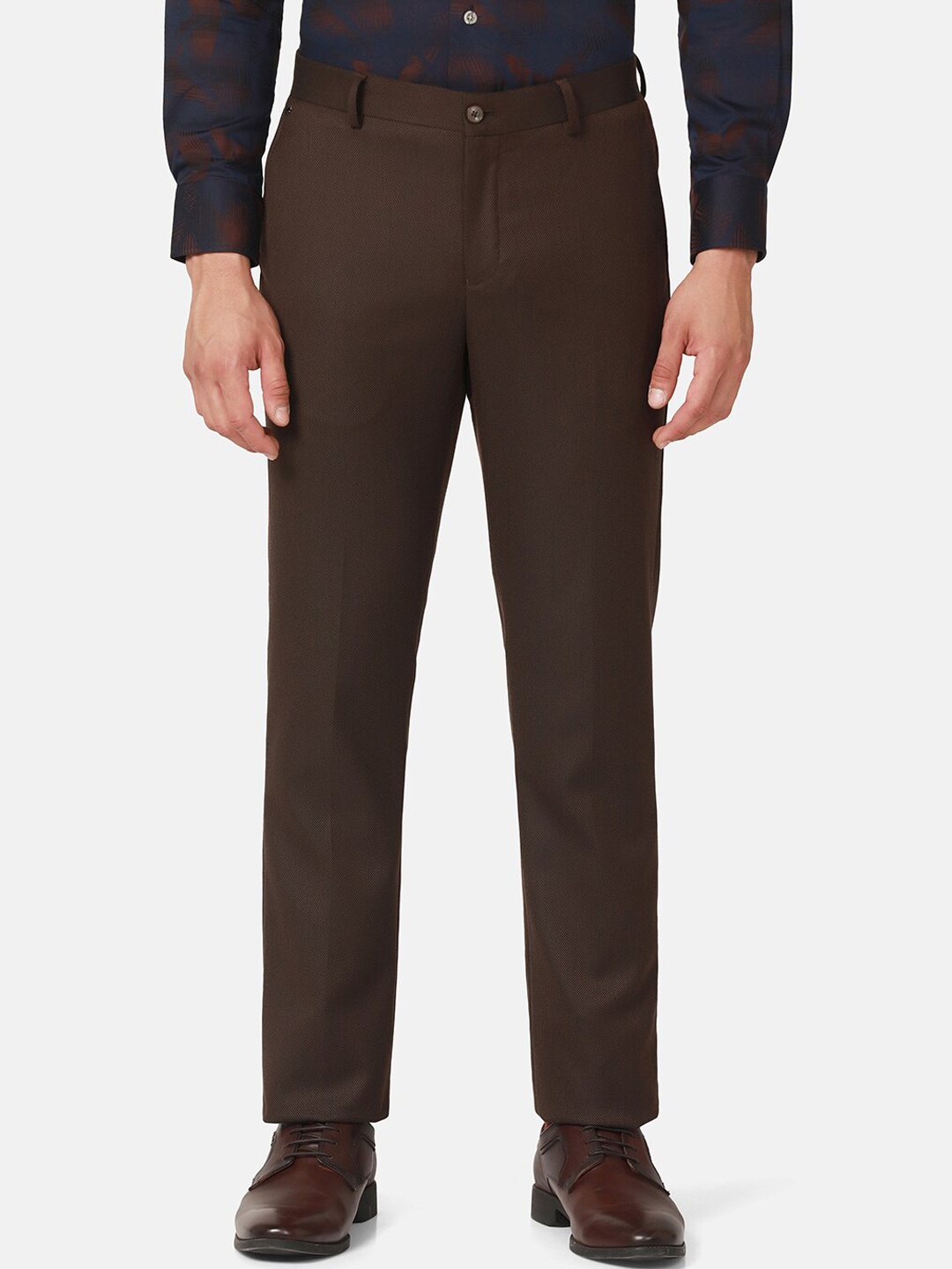 

Blackberrys Men Mid-Rise B-95 Slim Fit Formal Trousers, Brown