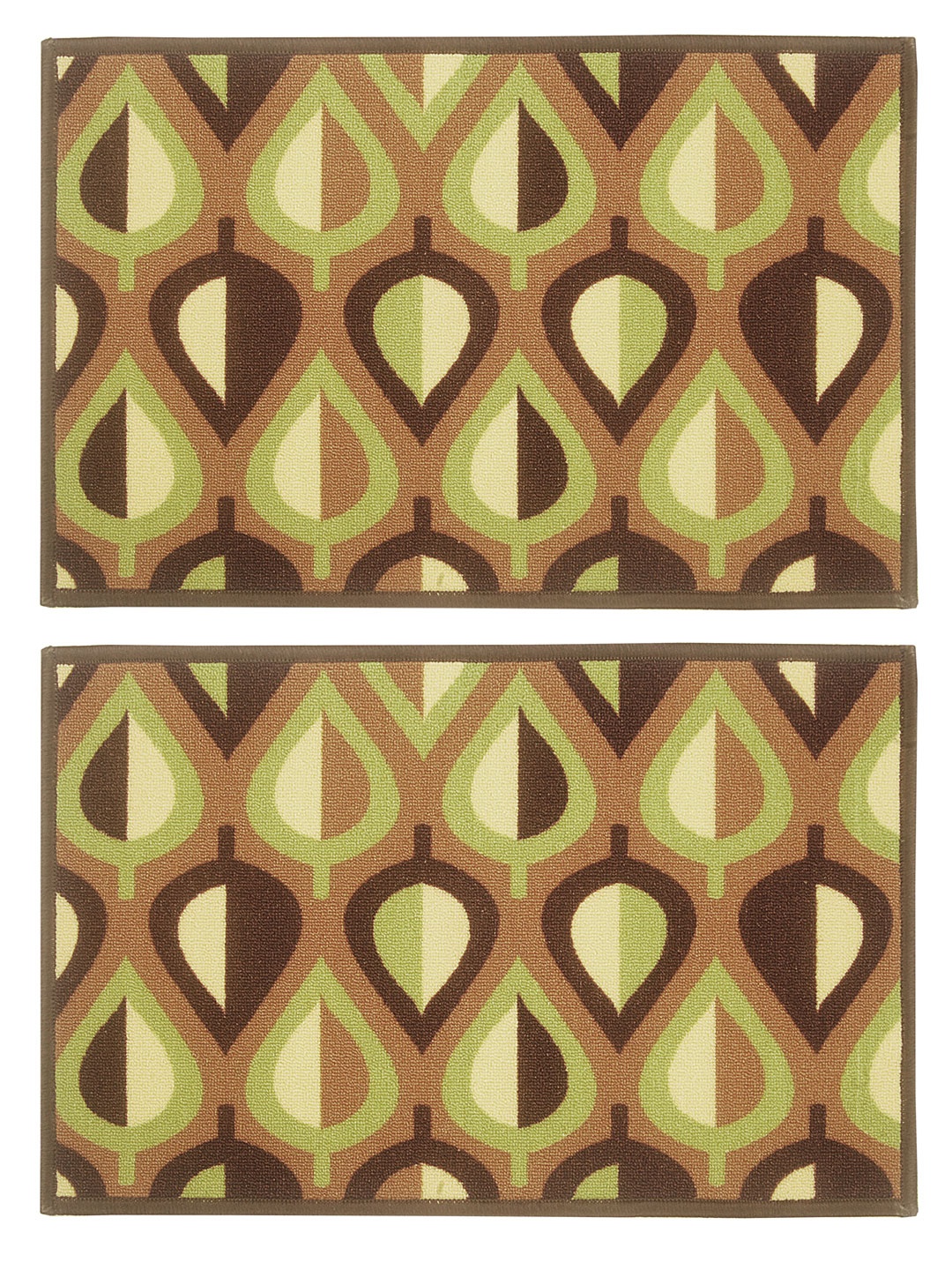

BIANCA Splender Set of 2 Woven Design Anti-Skid Doormats, Brown