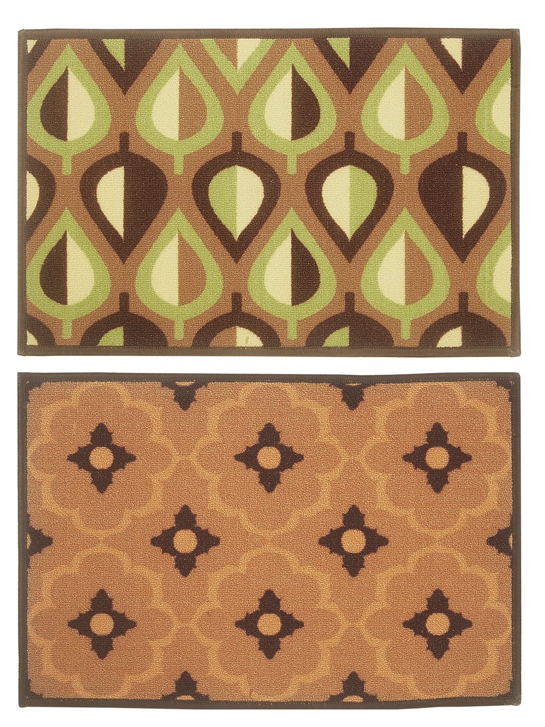 

BIANCA Splender Set of 2 Woven Design Anti-Skid Doormats, Brown
