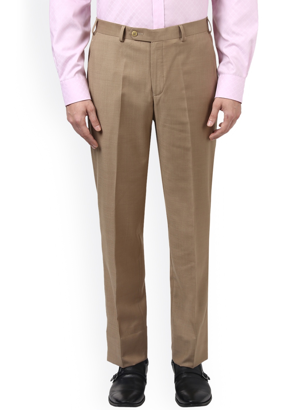 

Park Avenue Men Beige Slim Fit Solid Formal Trousers