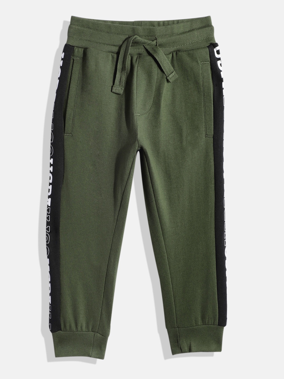 

U.S. Polo Assn. Kids Boys Brand Logo Printed Pure Cotton Joggers, Olive
