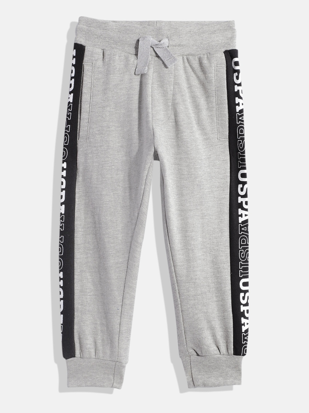 

U.S. Polo Assn. Kids Boys Brand Logo Printed Pure Cotton Joggers, Grey
