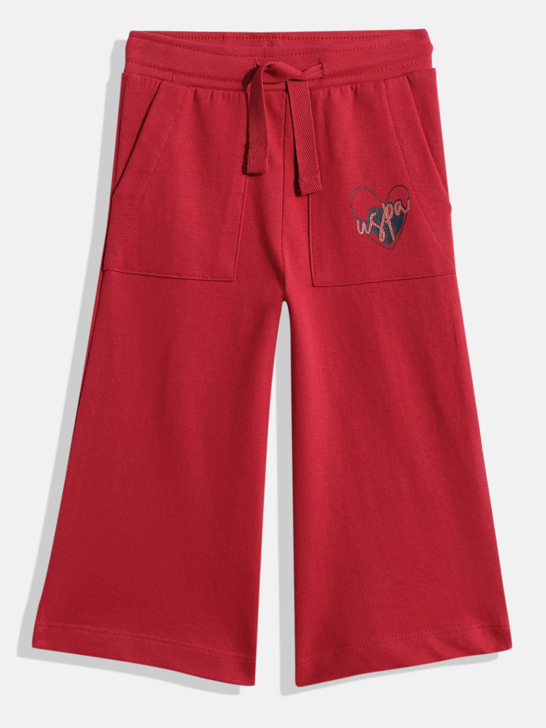 

U.S. Polo Assn. Kids Girls Brand Logo Printed Pure Cotton Track Pants, Red