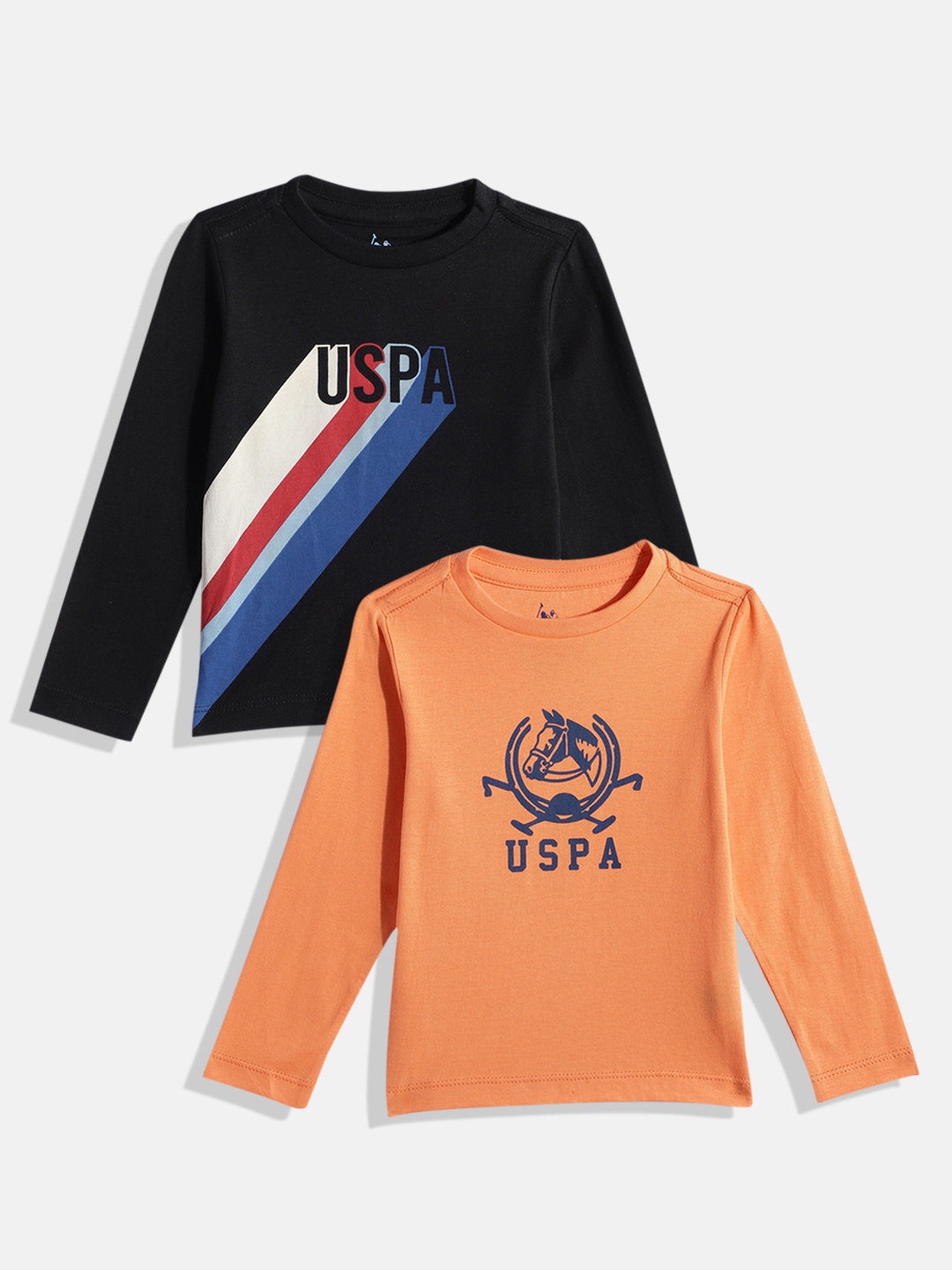 

U.S. Polo Assn. Kids Boys Pack of 2 Printed Pure Cotton T-shirts, Black