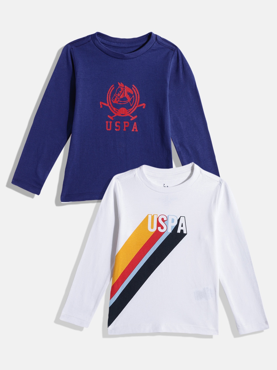 

U.S. Polo Assn. Kids Boys Pack of 2 Printed Pure Cotton T-shirts, White