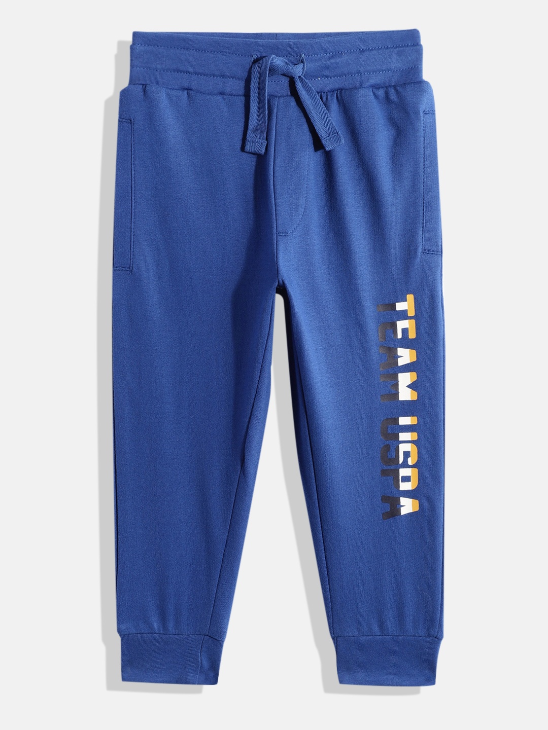 

U.S. Polo Assn. Kids Boys Brand Logo Printed Pure Cotton Joggers, Blue
