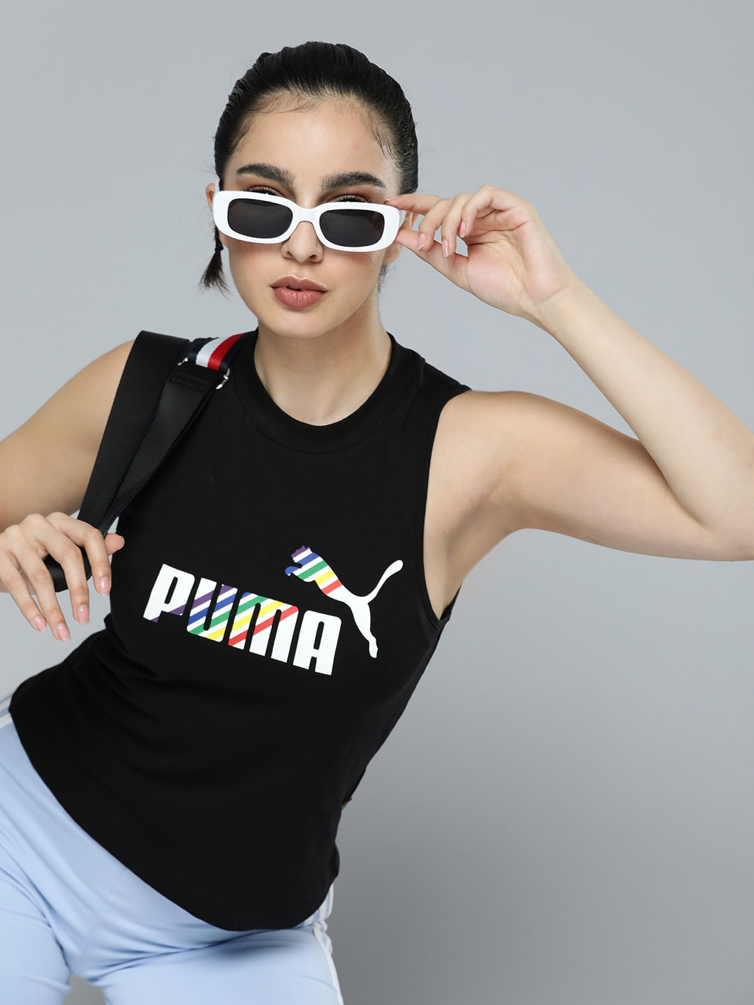 

Puma Brand Logo Print Cotton ESS+ LOVE IS LOVE Slim Fit Tank Top, Black