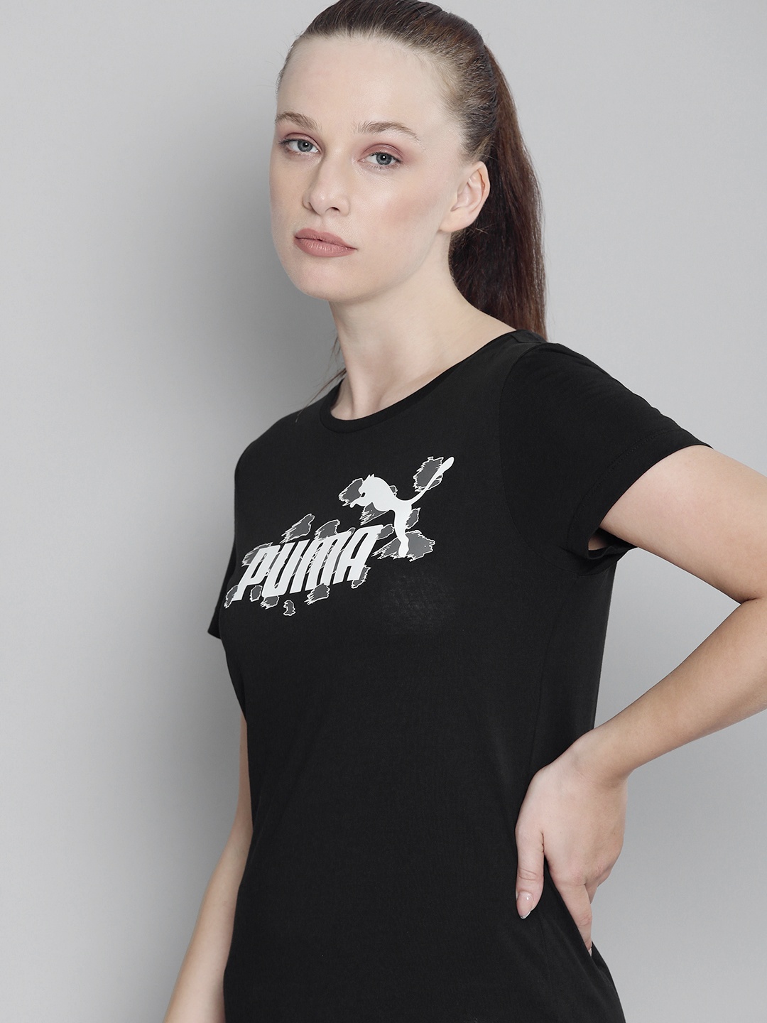 

Puma Brand Logo Printed Essential+ ANIMAL Regular fit Pure Cotton T-shirt, Black