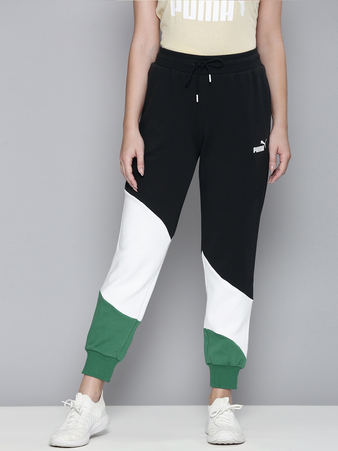 

Puma Women Colourblocked POWER Cat Jogger Track Pants, Black