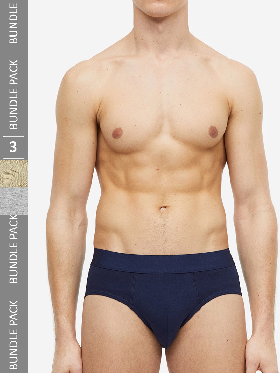

H&M Men 3-Pack Xtra Life Briefs, Beige