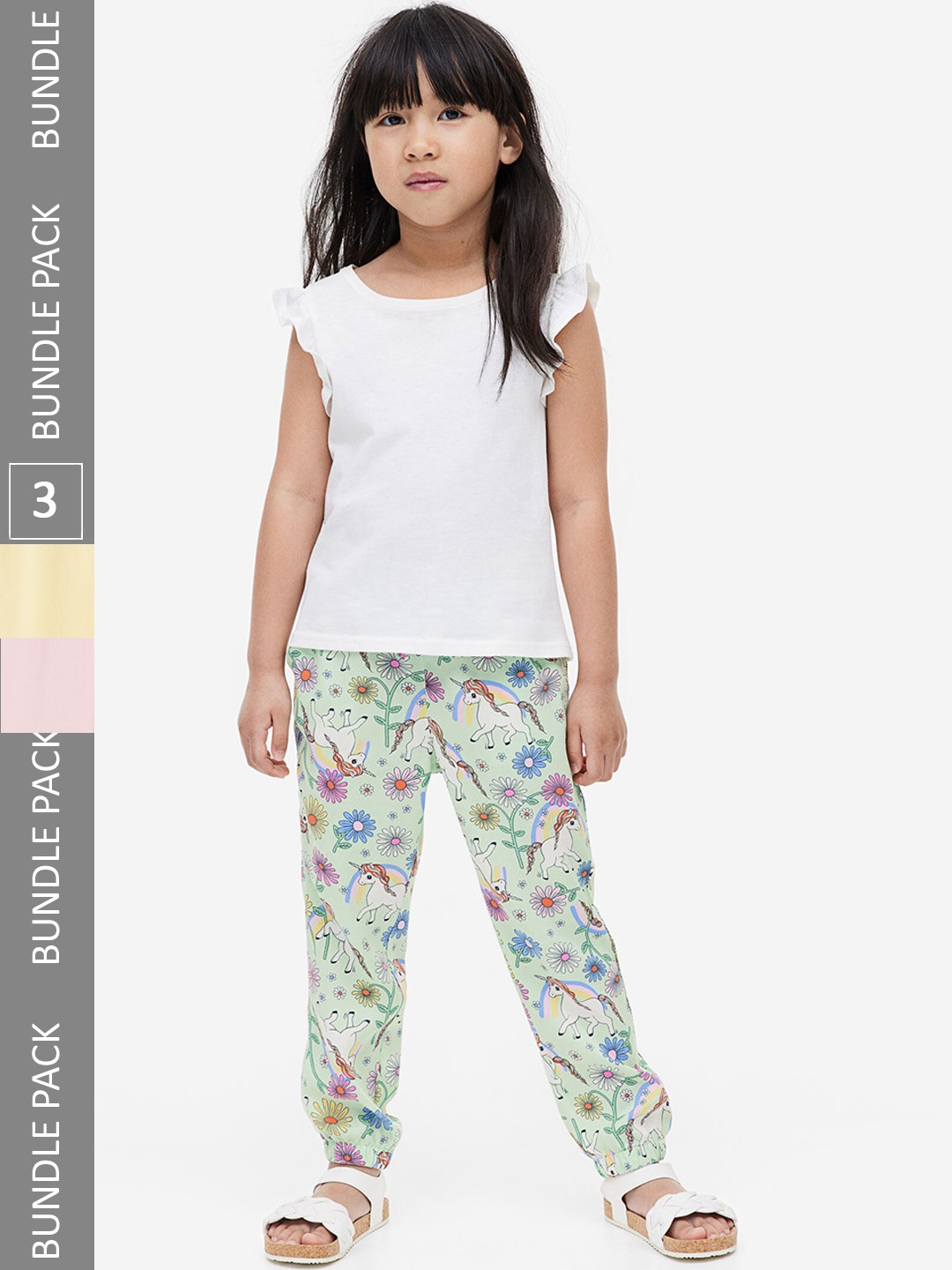 

H&M Girls 3-Pack Joggers, Green