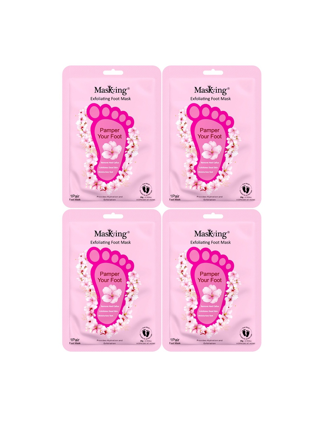 

MasKing Set Of 4 Moisturizing & Hydrating Exfoliating Foot Masks - 20 gm Each, White
