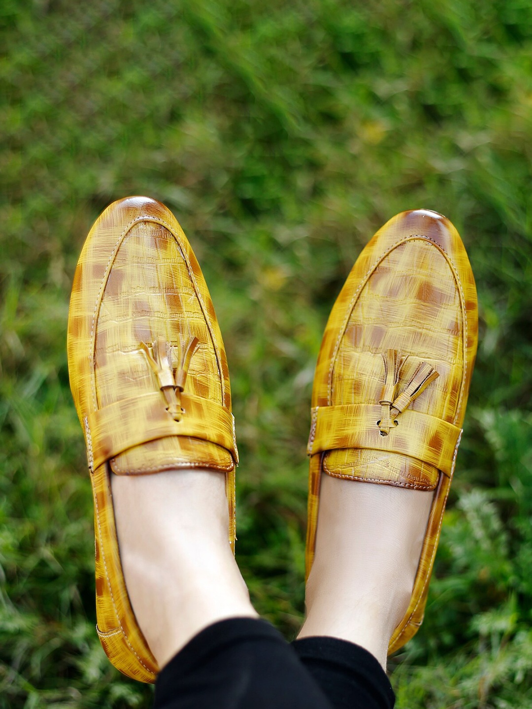 

Bxxy Men Textured Tassel Loafers, Mustard