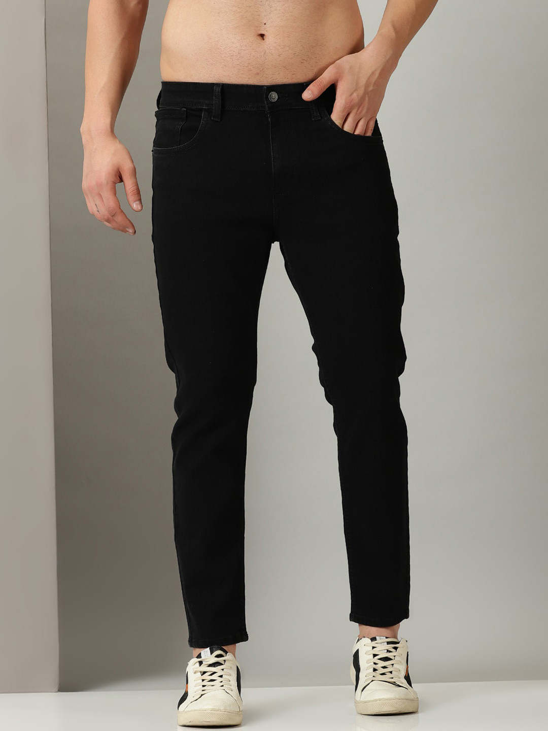 

Old Grey Men Slim Fit Stretchable Jeans, Black