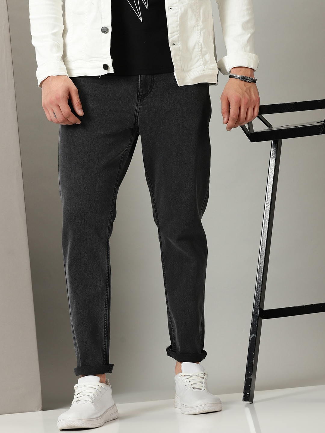 

Old Grey Men Slim Fit Stretchable Jeans, Black