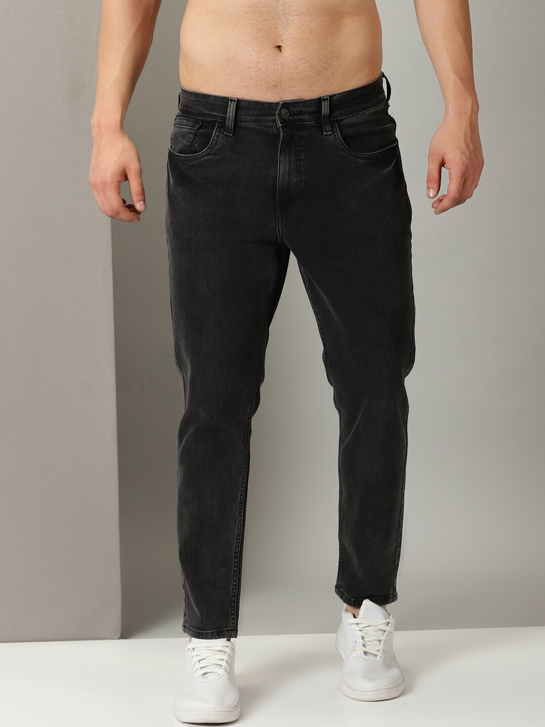 

Old Grey Men Slim Fit Mid-Rise Stretchable Jeans, Black