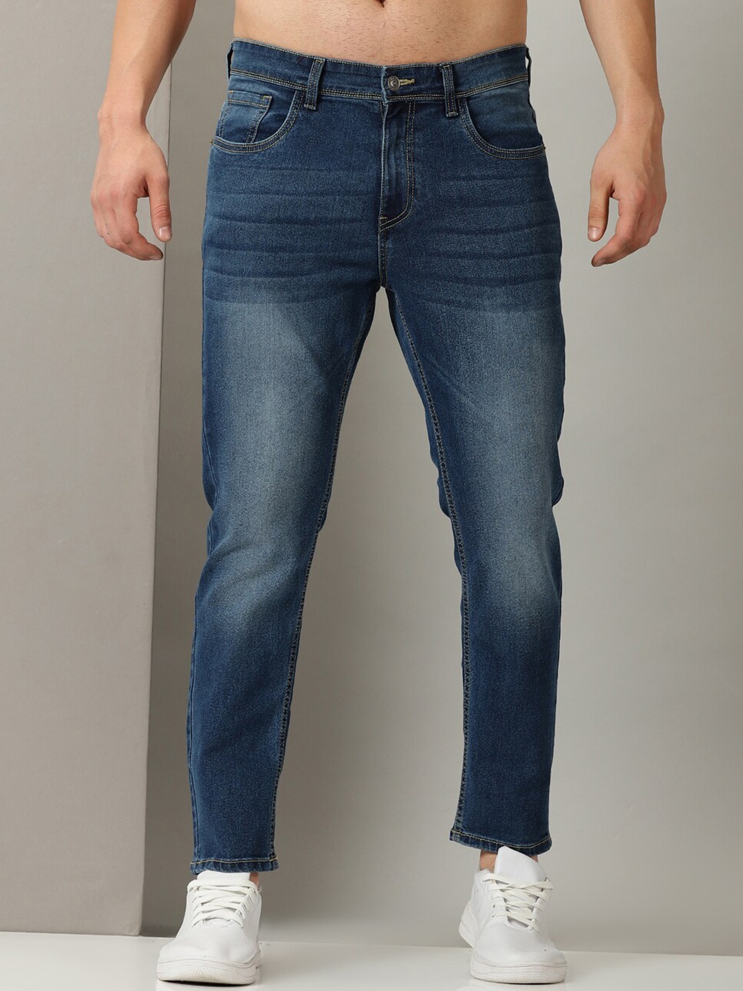 

Old Grey Men Slim Fit Heavy Fade Stretchable Jeans, Blue