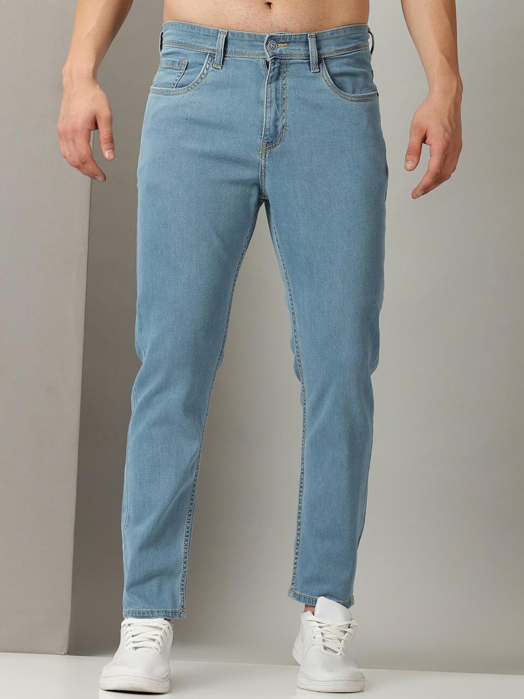 

Old Grey Men Ankle slim tapered Stretchable Jeans, Blue