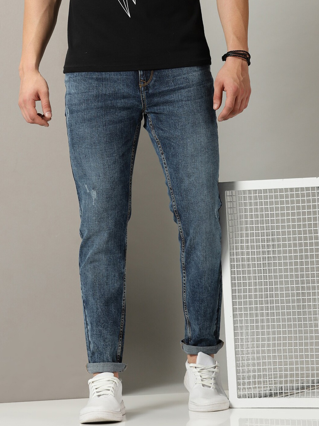 

Old Grey Men Slim Fit Light Fade Stretchable Jeans, Blue