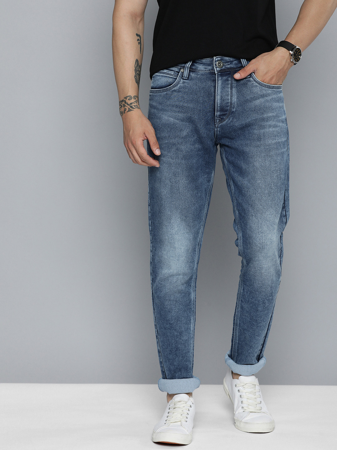 

Lawman pg3 Men Skinny Fit Heavy Fade Stretchable Mid-Rise Jeans, Blue