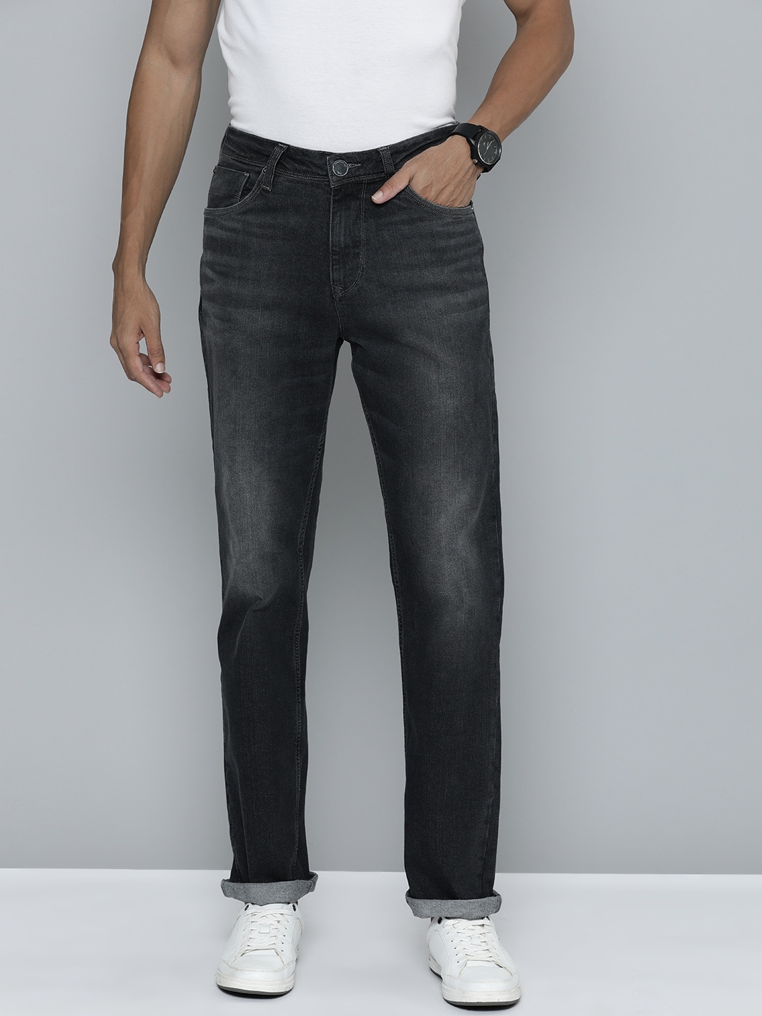 

Lawman pg3 Men Straight Fit Heavy Fade Stretchable Jeans, Grey