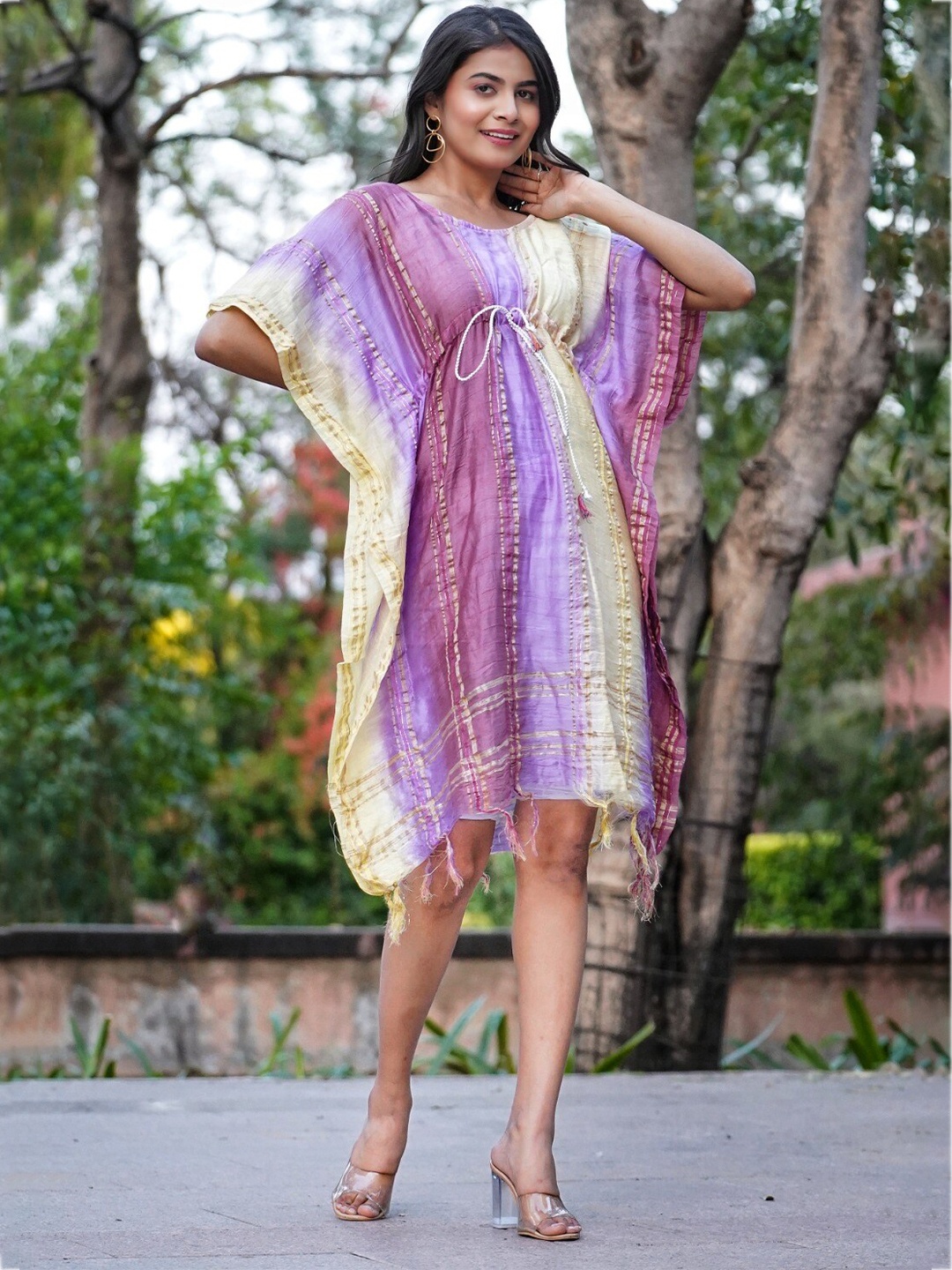 

Kesarya Tie and Dyed Kaftan Dress, Lavender